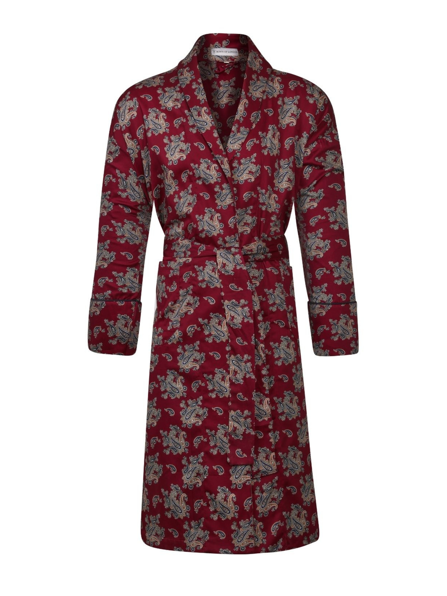 Lightweight Men's Dressing Gown - Gatsby Paisley Wine