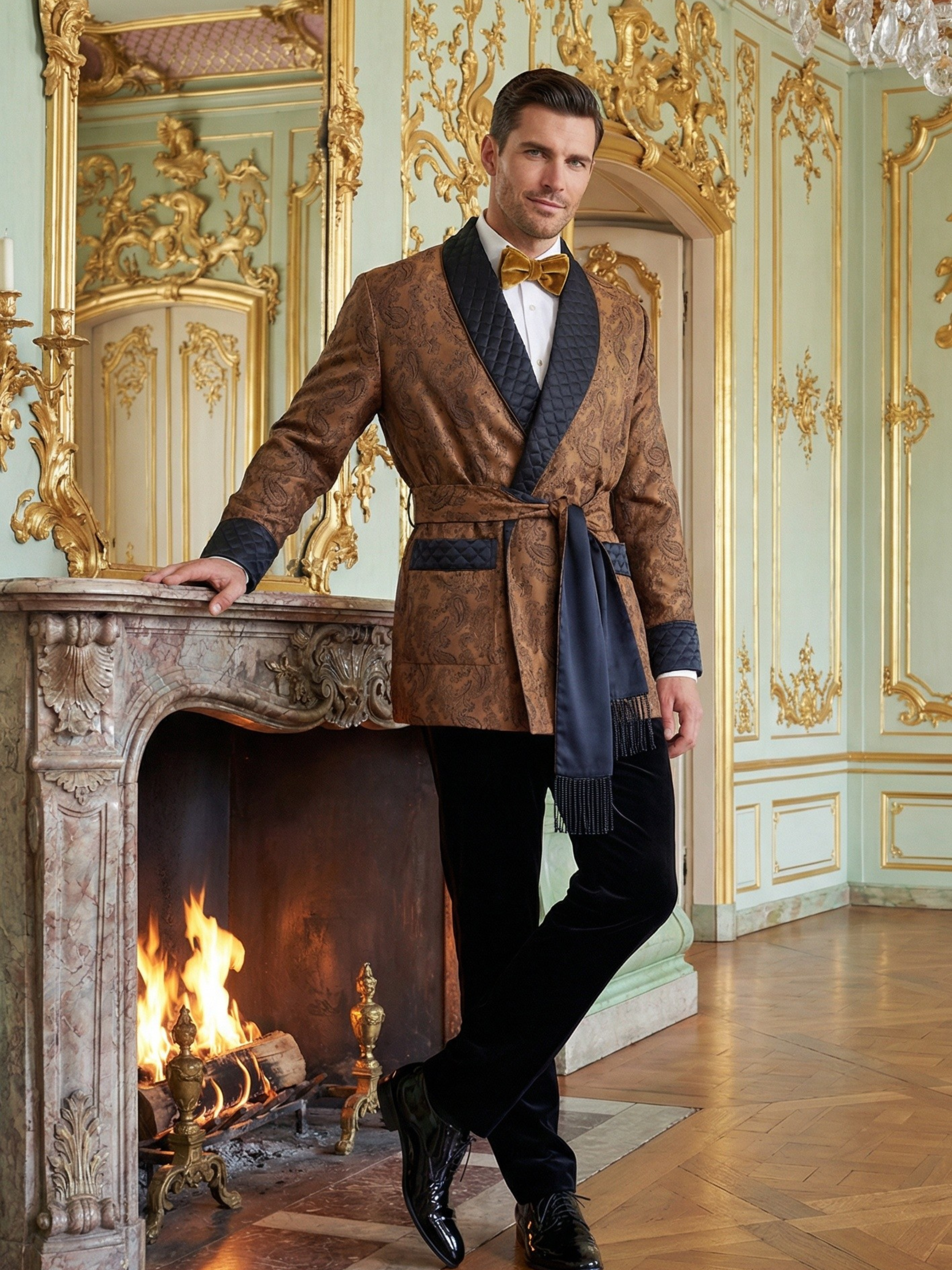 Midas Short Smoking Jacket in Gold