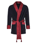 Cliveden Short Velvet Navy Smoking Jacket Robe