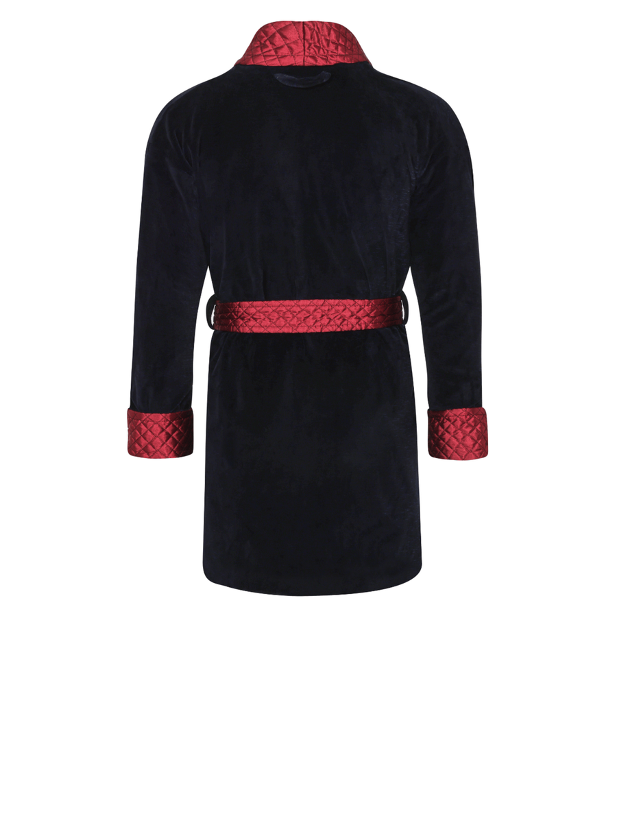 Cliveden Short Velvet Navy Smoking Jacket Robe