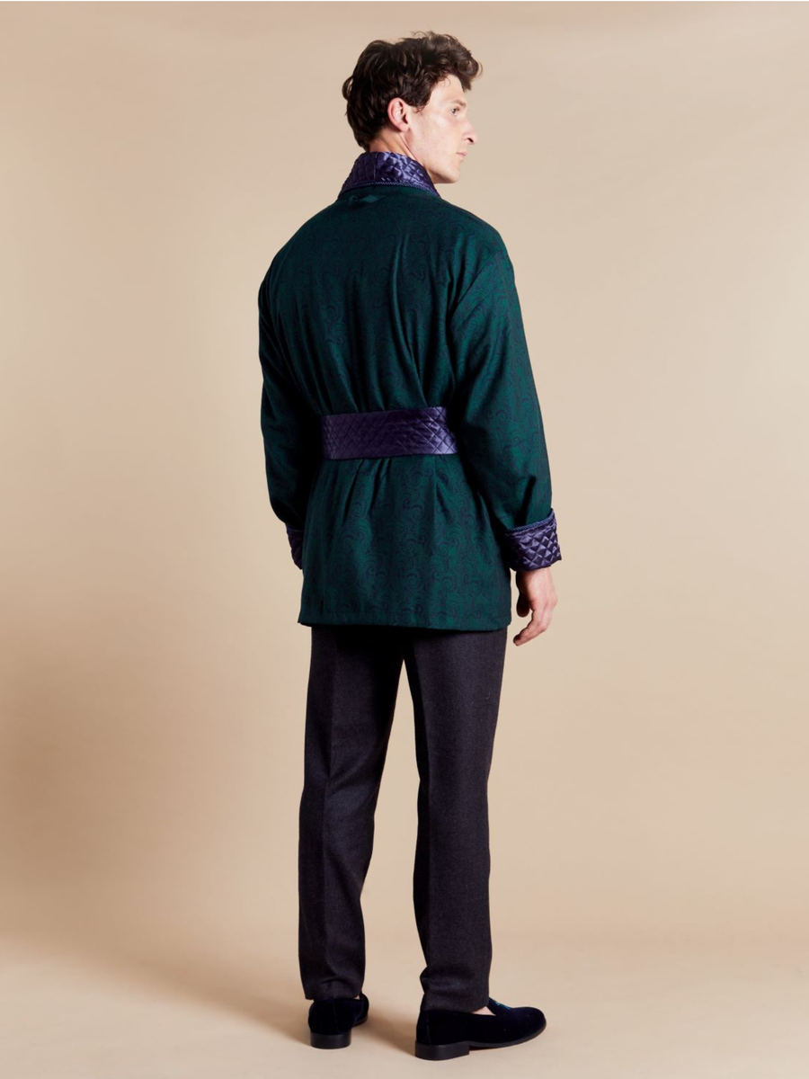Russborough Short Smoking Jacket in Green