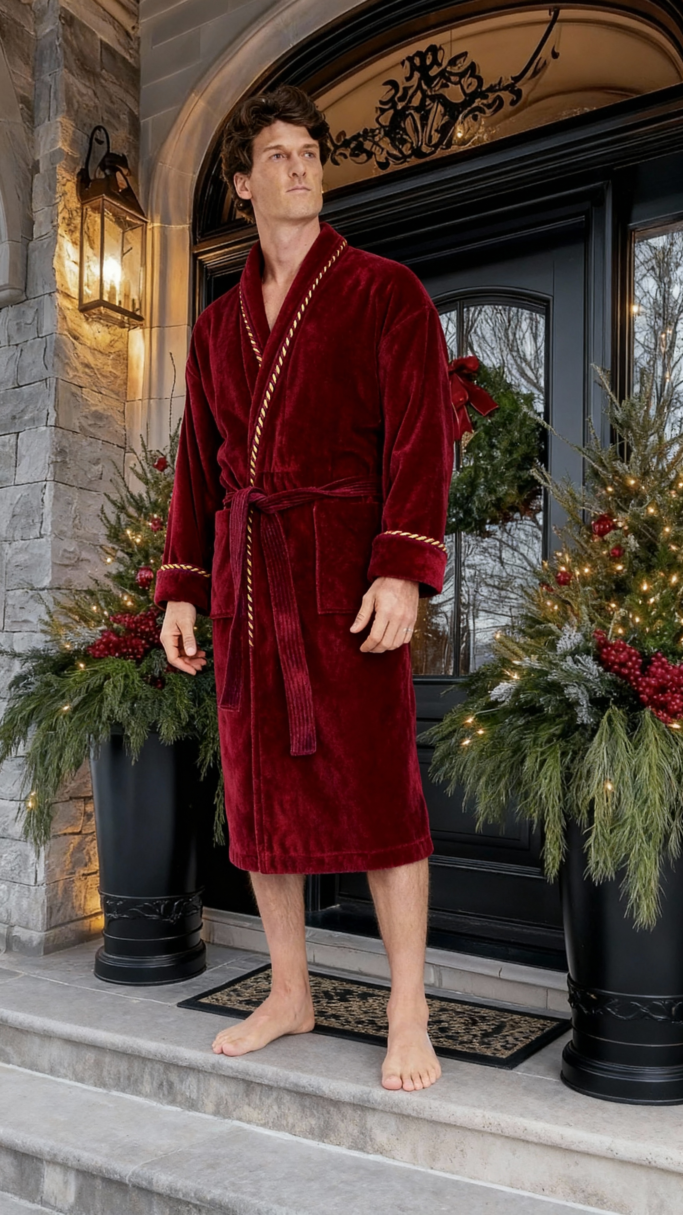 Men's Dressing Gown - Earl Claret