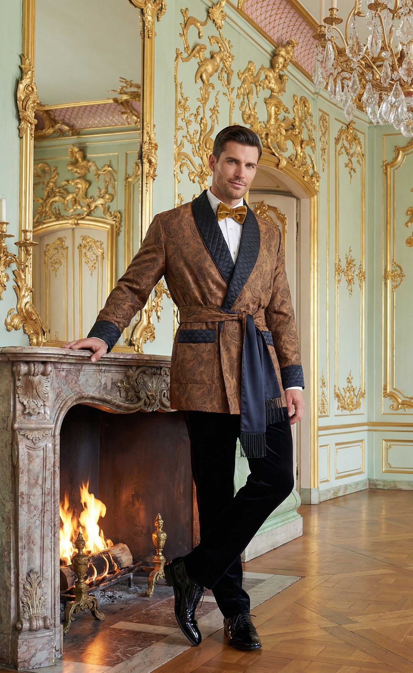 Midas Short Smoking Jacket in Gold