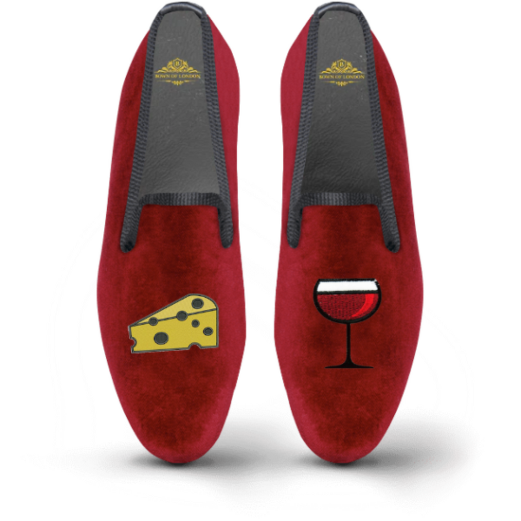 Velvet Loafer/Slipper Shoe - Wine & Cheese