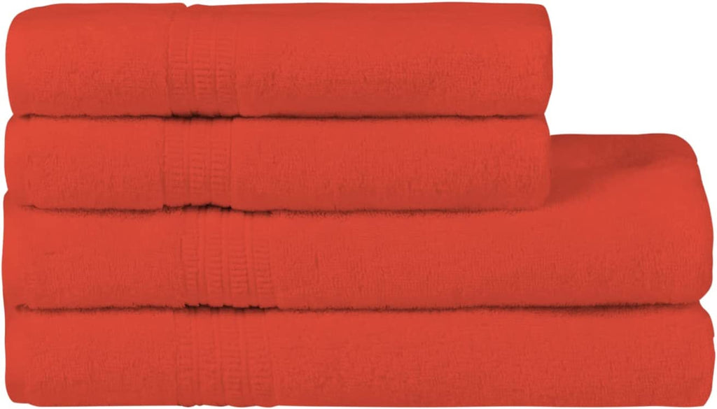 Homelover Towel Sets - Coral Orange | 2 Bath Towels + 2 Hand Towels