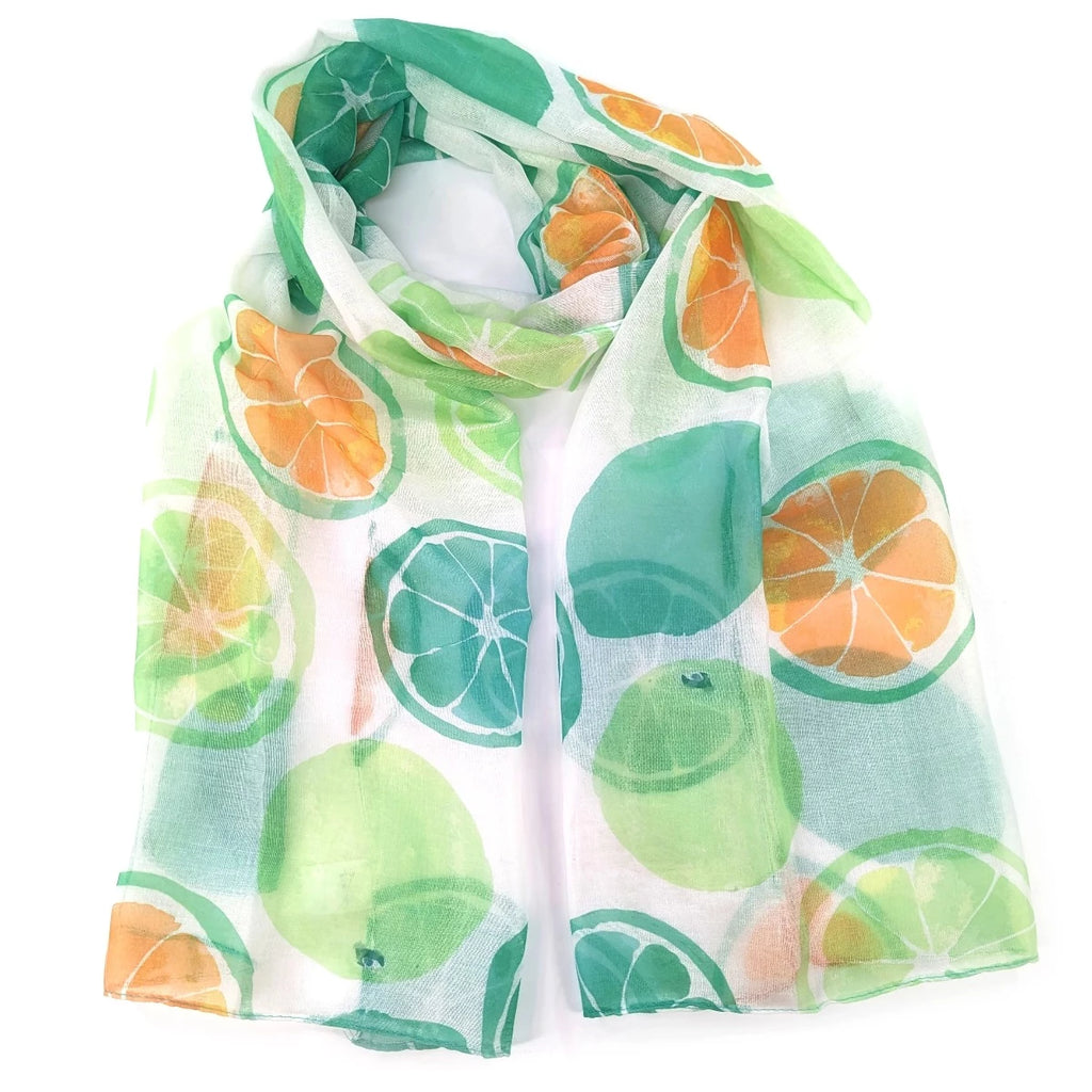 Citrus Slices Scarf (50x180cm) - Green