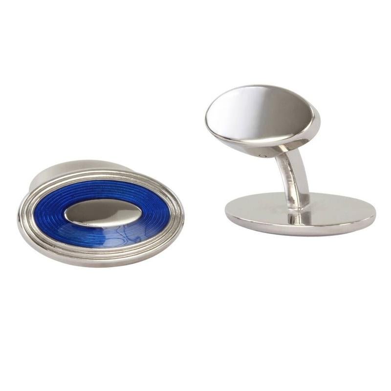Ellipse Electric Blue British Made Cufflinks - Bown of London