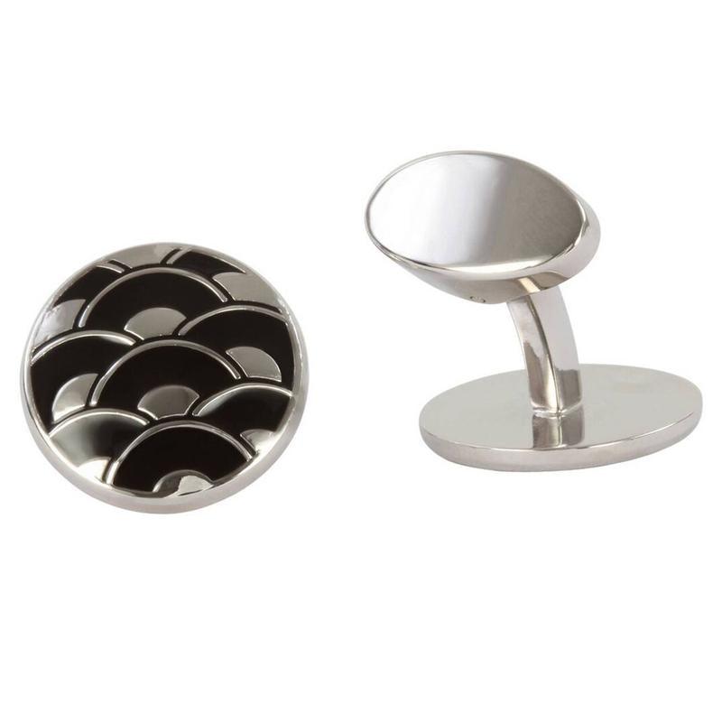 Oscar Black Enamel British Made Cufflinks main image
