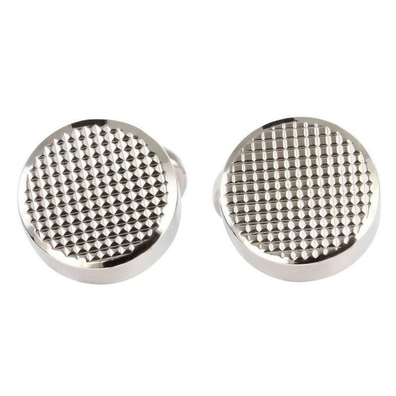 Apollo Round Chequered British Made Cufflinks Close View