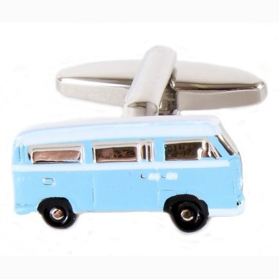 Blue Campervan Rhodium Plated Cufflinks - Bown of London