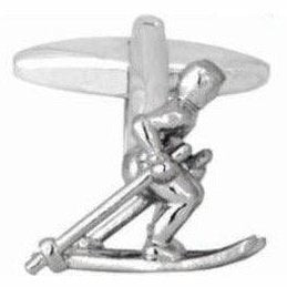 Skier Rhodium Plated Cufflinks Main Image