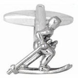 Skier Rhodium Plated Cufflinks