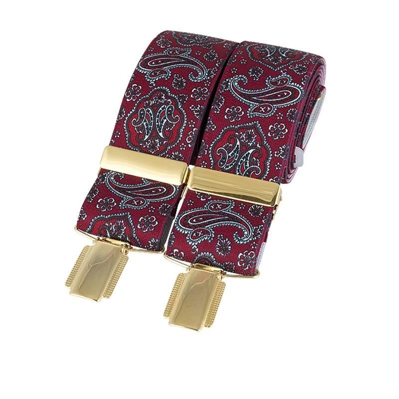 Purely Paisley Burgundy Gold Clip Braces | Bown of London
