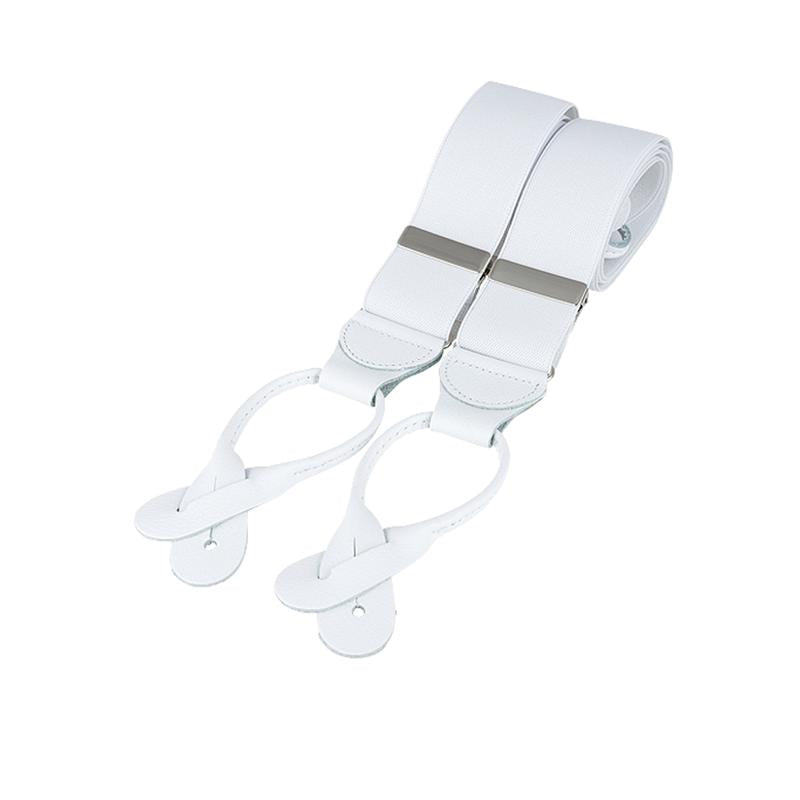 Gatsby White Leather End Braces | Bown of London