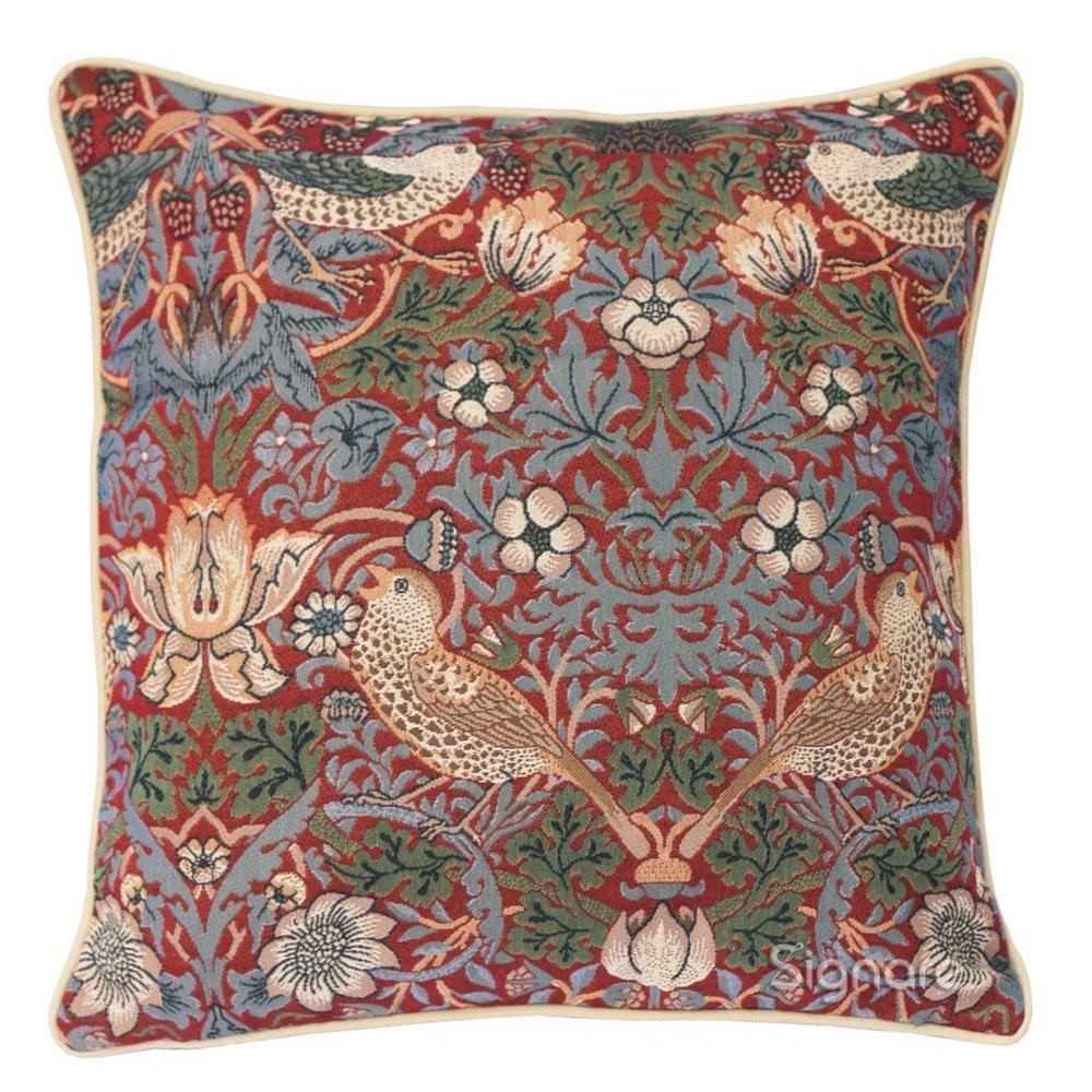 William Morris Strawberry Thief Red- Cushion Cover| Bown of London