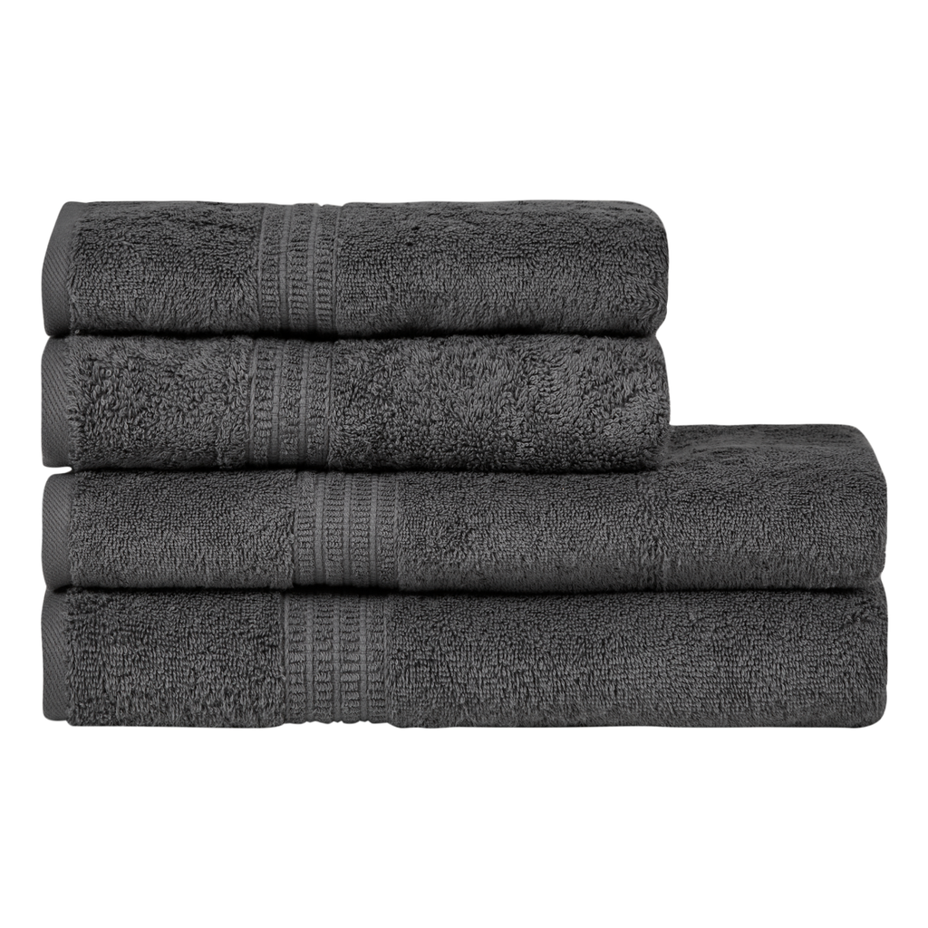 Organic Towel Sets - Coal Grey 2 bath towels and 2 hand towels