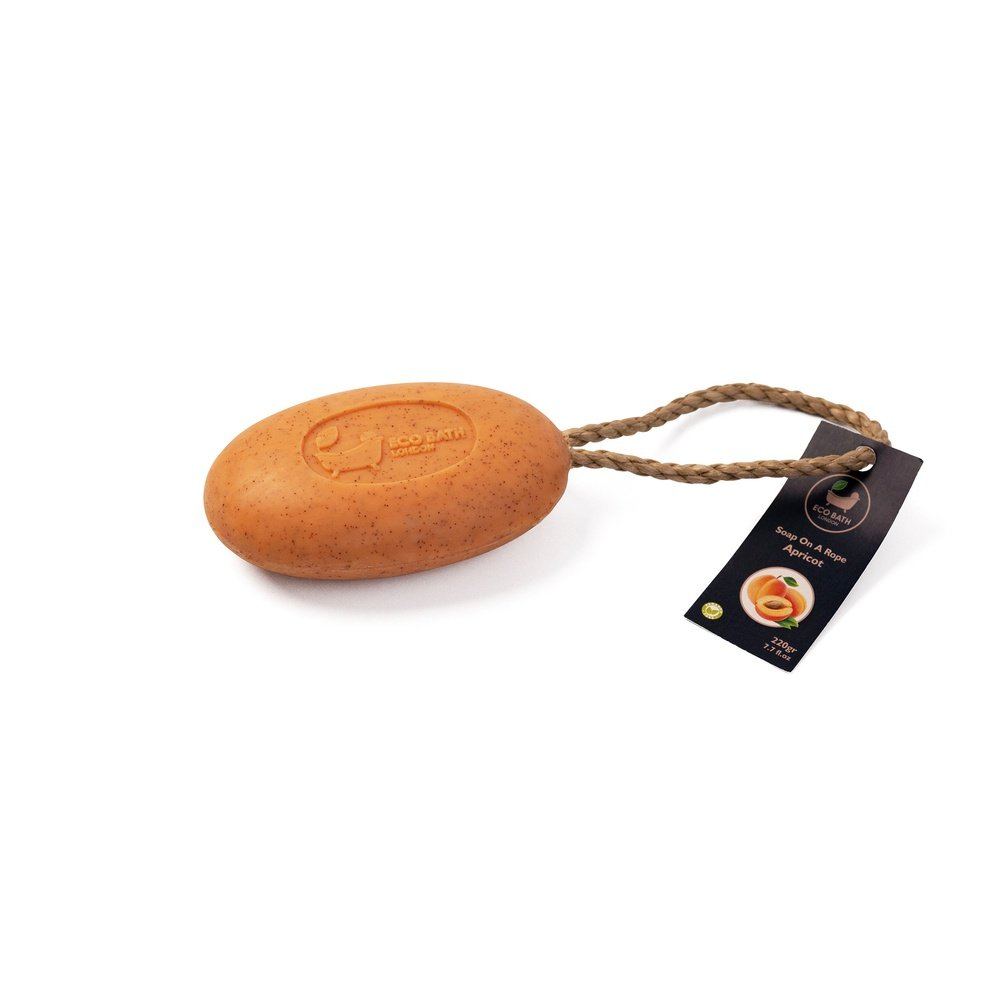 Eco Bath Soap On A Rope - Apricot Side