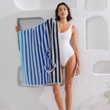 Beach Towel - Blue Stripes With Anchor