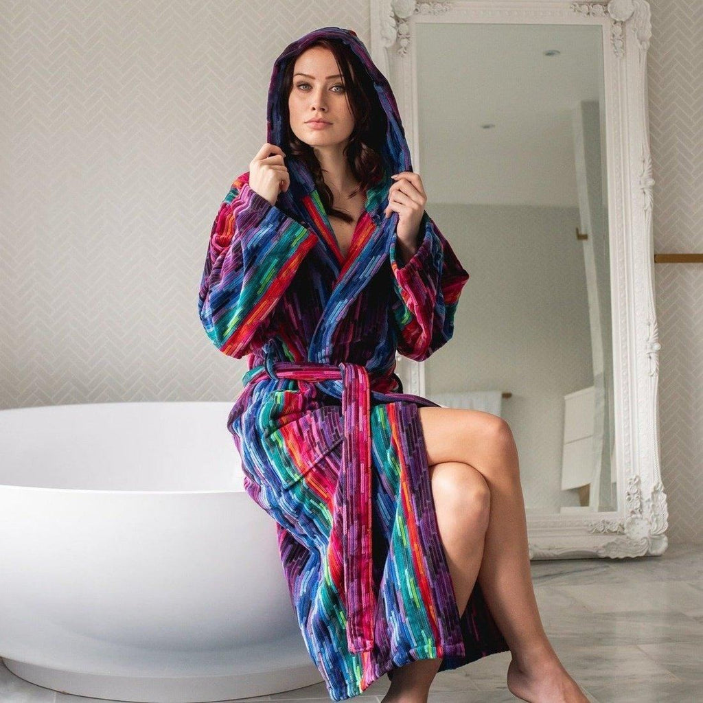 Women's Hooded Dressing Gown - Multicolour Main Image