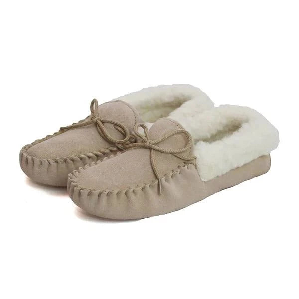 Ladies Hard-Sole Wool Moccasin – Camel Product Image