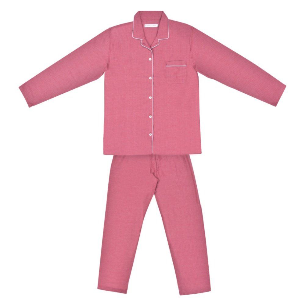 Ladies Pyjamas Brushed Cotton Red Russo Bown of London