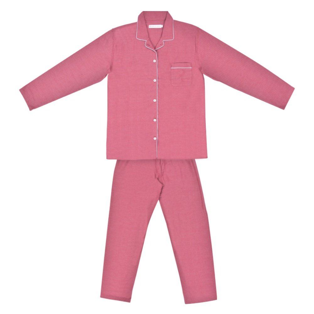 Men's Pyjamas Brushed Cotton Red - Napoli Front View