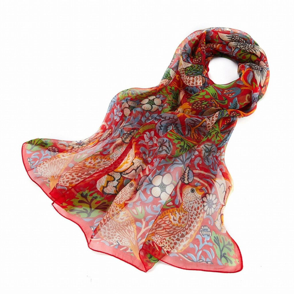  William Morris Strawberry Thief Red Art Scarf | Bown of London