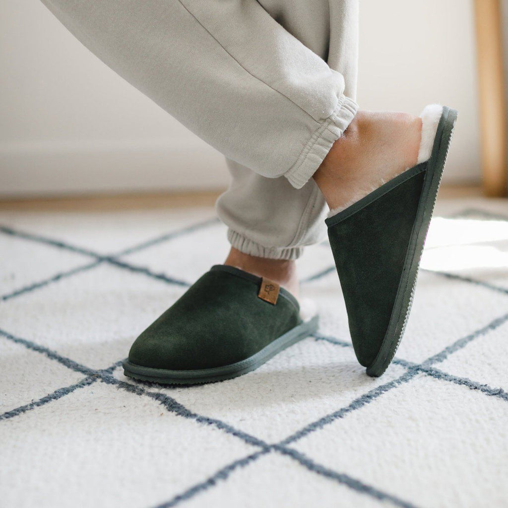 Sheepskin turn slipper - Pine Green Main