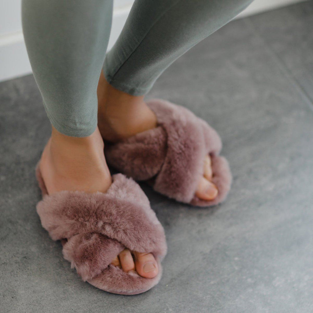 Sheepskin Toe Post Slippers - Mink Main