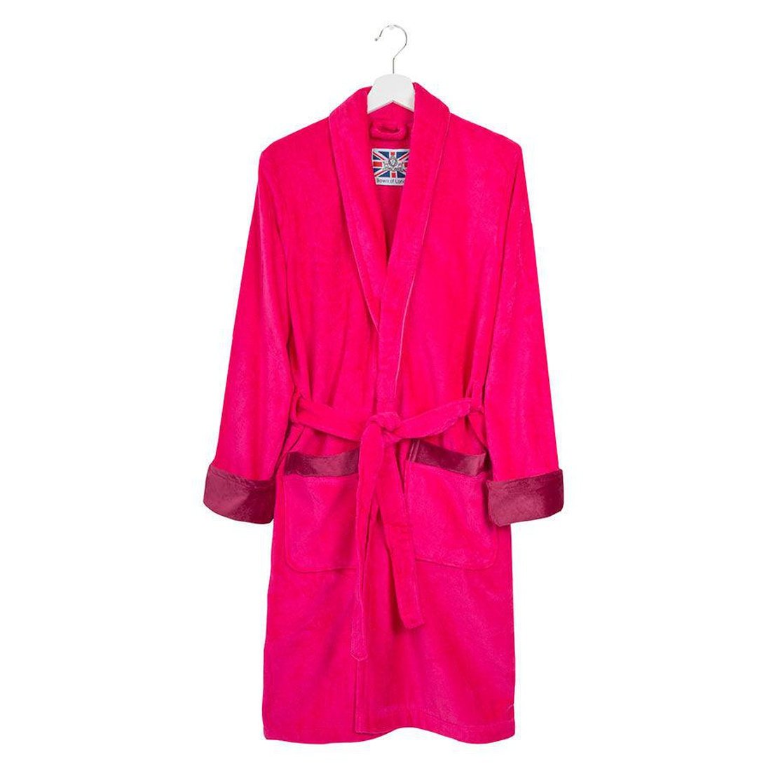 hot pink dressing gown Pink feather bridal robe: Handmade silk long feather trim gown, M
