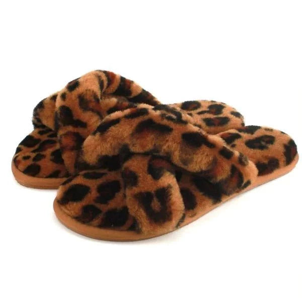 Delilah Ladies Sheepskin Slider - Leopard Product Image