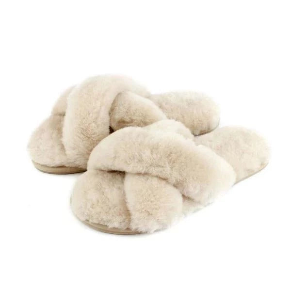 Delilah Ladies Sheepskin Slider - Oyster Product Image