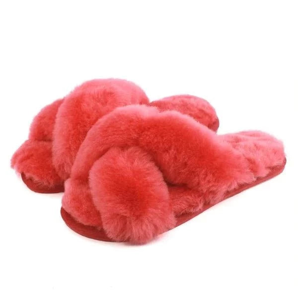 Delilah Ladies Sheepskin Slider Slipper - Watermelon - Bown of London