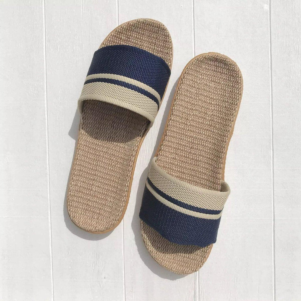 Mens Beach Slip Ons | Navy Stripe Main Image