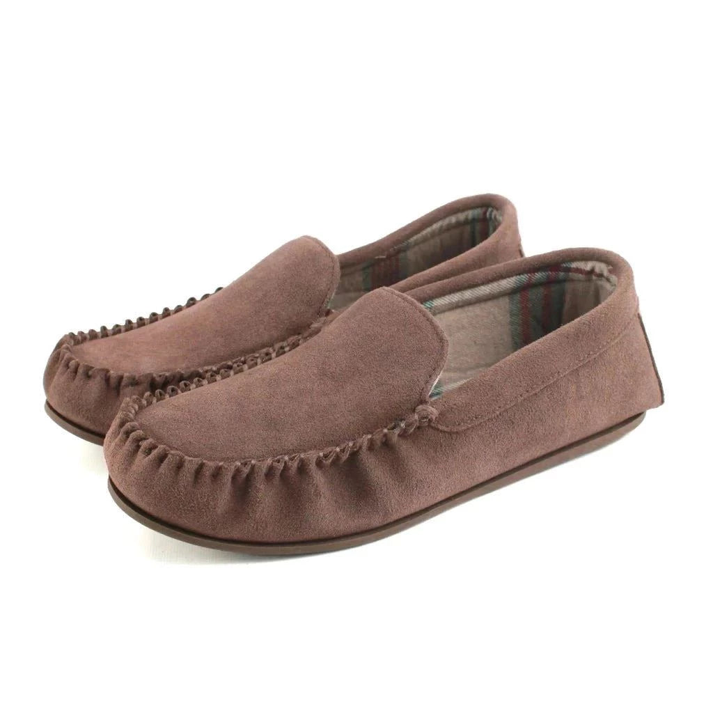 Harris Mens Fabric Lined Moccasin Hard Sole - Truffle Product Image