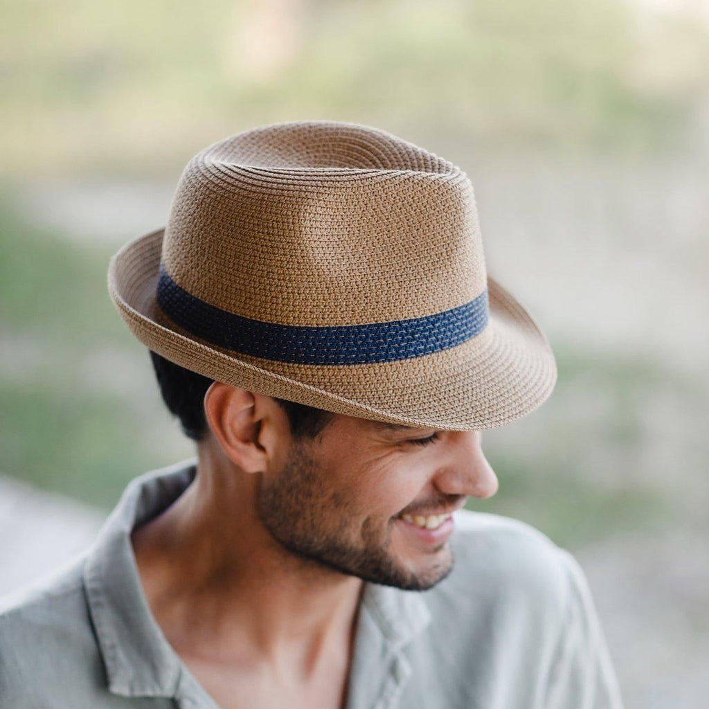 Trilby Sytle Hat With Blue Band - Foldable (With Bag) Main