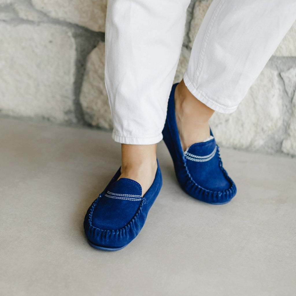 Bethany Ladies Suede Moccasin - Blue Main