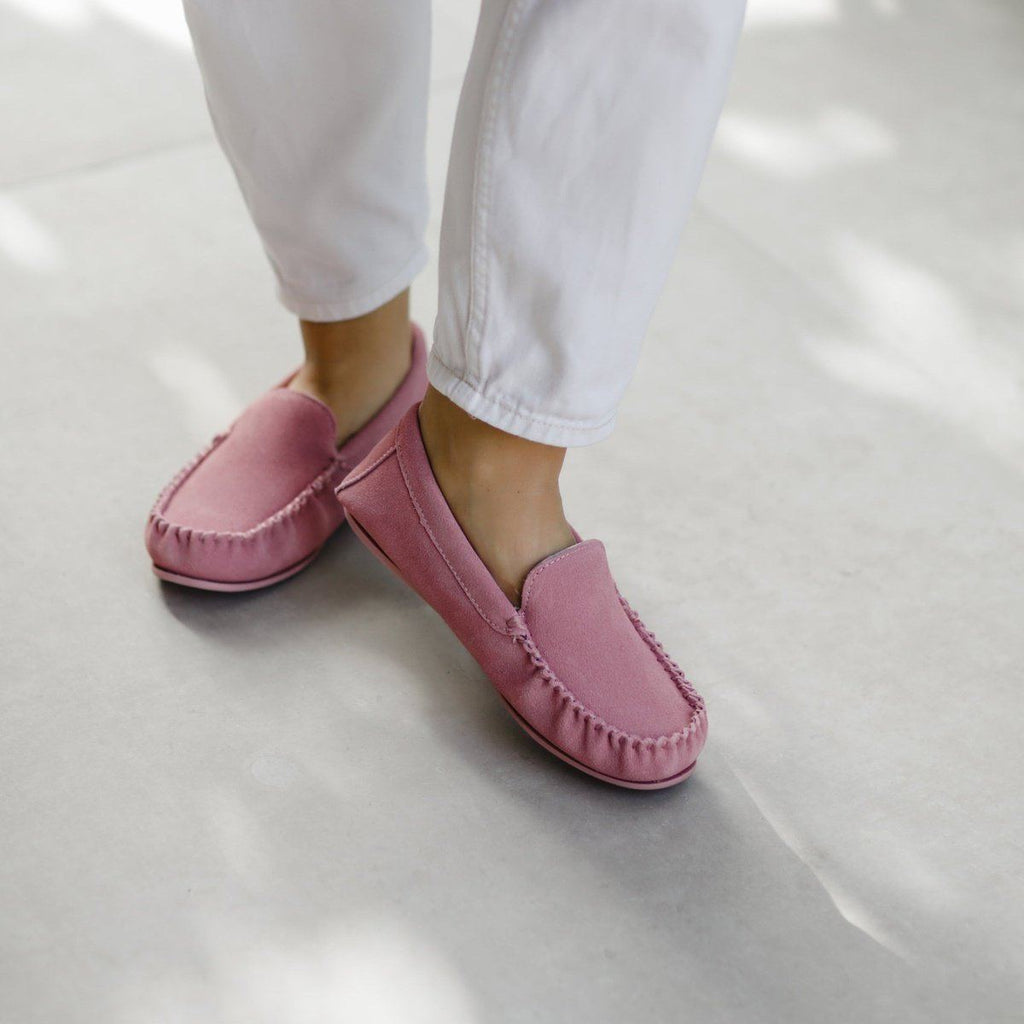 Ffion Ladies Suede Moccasin - Blush Main