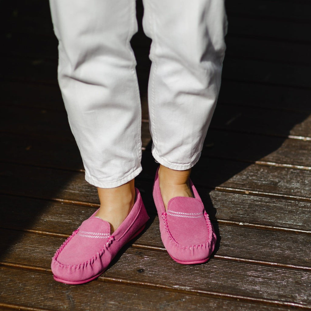 Bethany Ladies Suede Moccasin - Pink Main