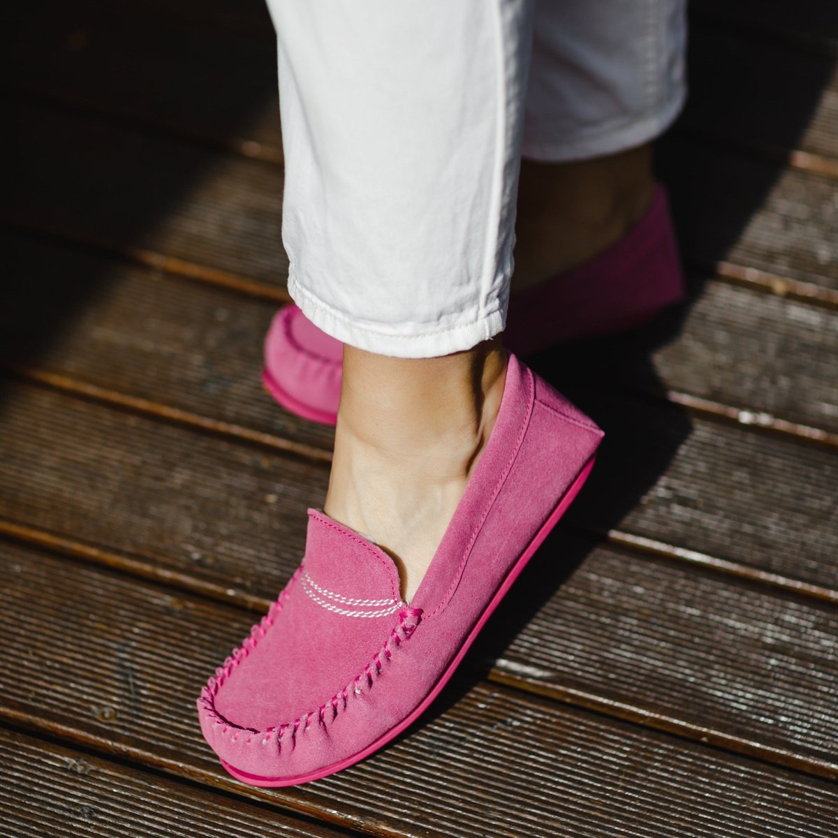 Pink shop suede moccasins