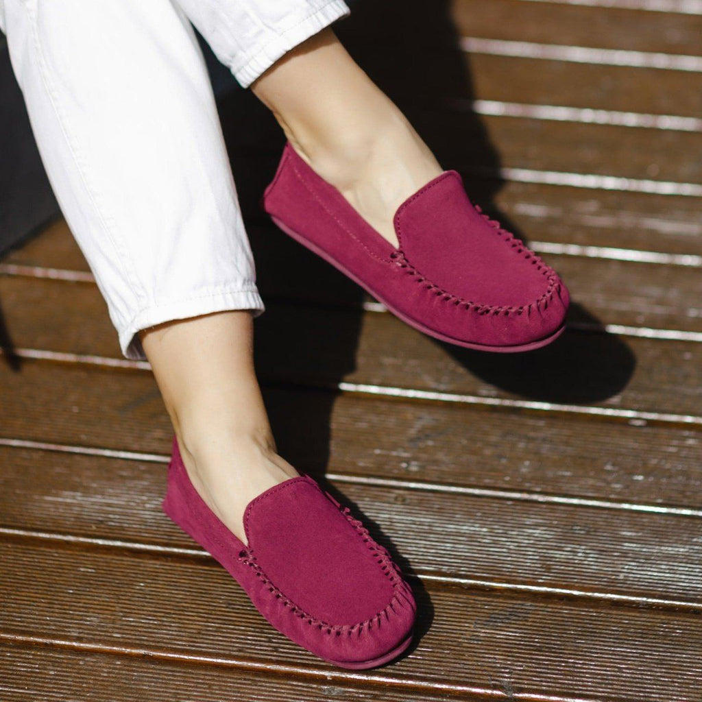 Ffion Ladies Suede Moccasin - Wine Main