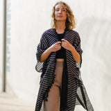 Kneiff - Black PomPom Kaftan - Black/Silver Stripes