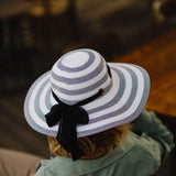 Womens Monochrome Stripes Multi Way Ribbon Foldable Hat