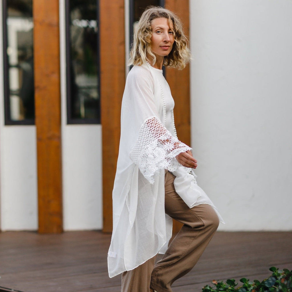 Foetz - Lace Trim Kaftan - White Main