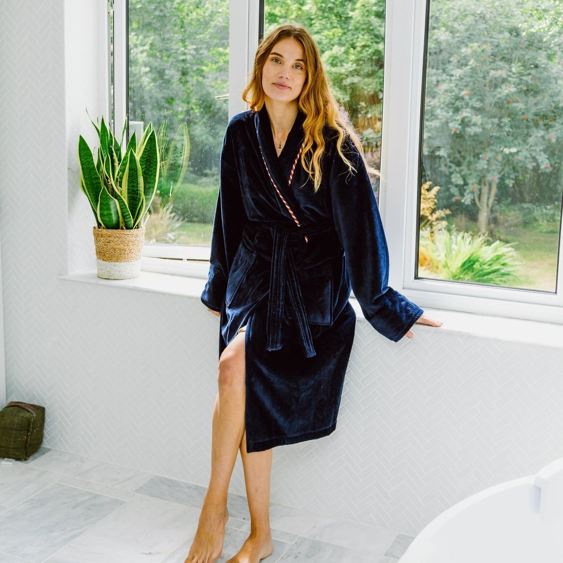 Luxury Women's Navy Dressing Gown | Bown of London Luxury Women's Navy Dressing Gown | Bown of London