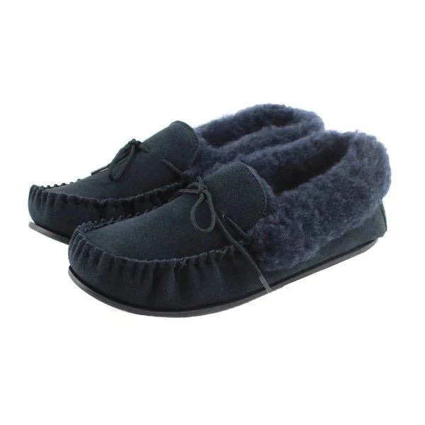 Ladies Wool Moccasin in Blue Bown of London